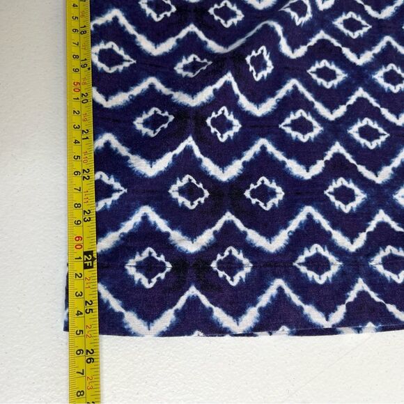 Loft Linen Viscose Navy White Ikat Cropped Pull On Pant Women Medium Pockets - Picture 11 of 12